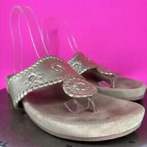 Jack Rogers Jacks Gold Leather Comfort Toe Post Sandal Sz 8